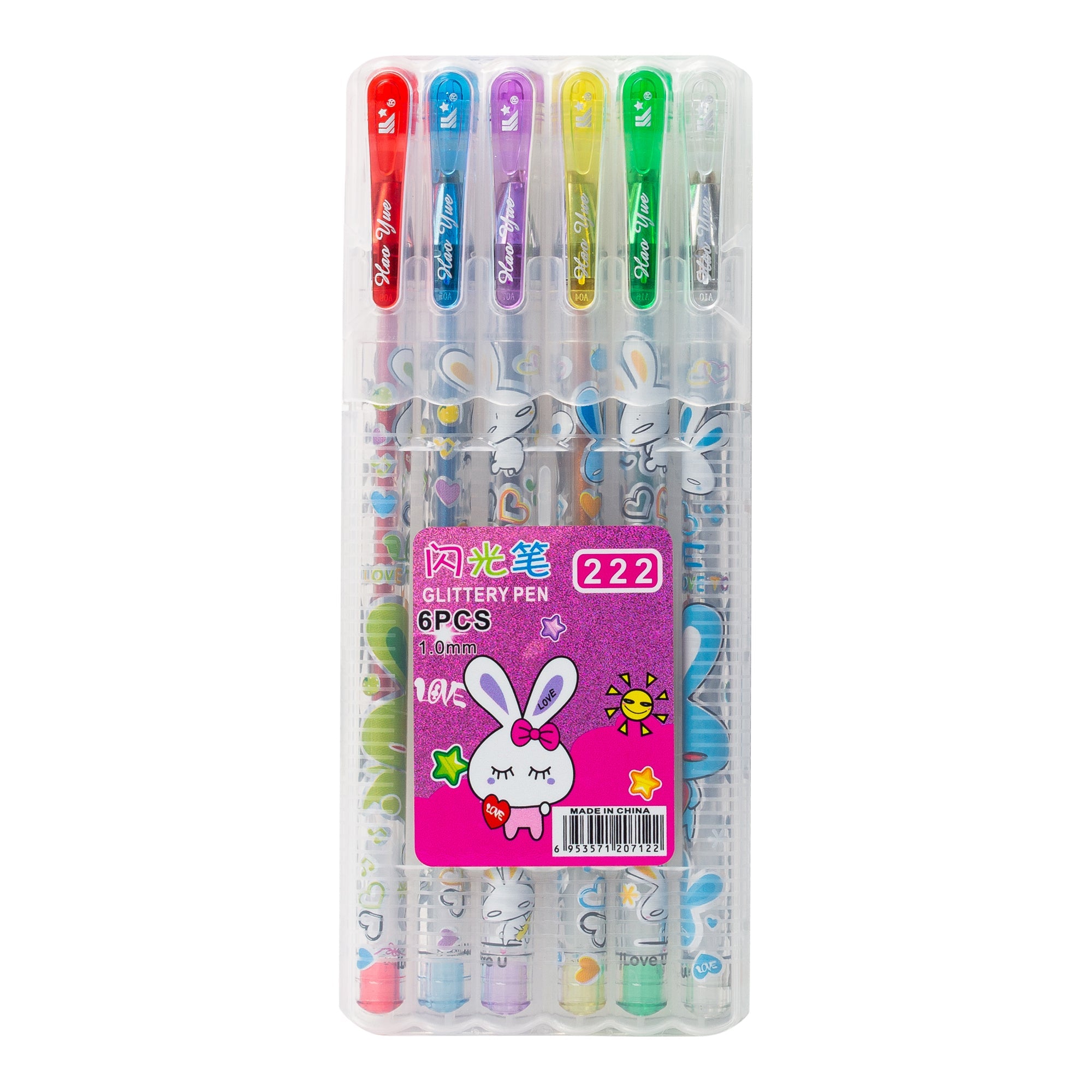 עט נוצץ 6 יחידות בקופסה קשיחה דגם 222-6