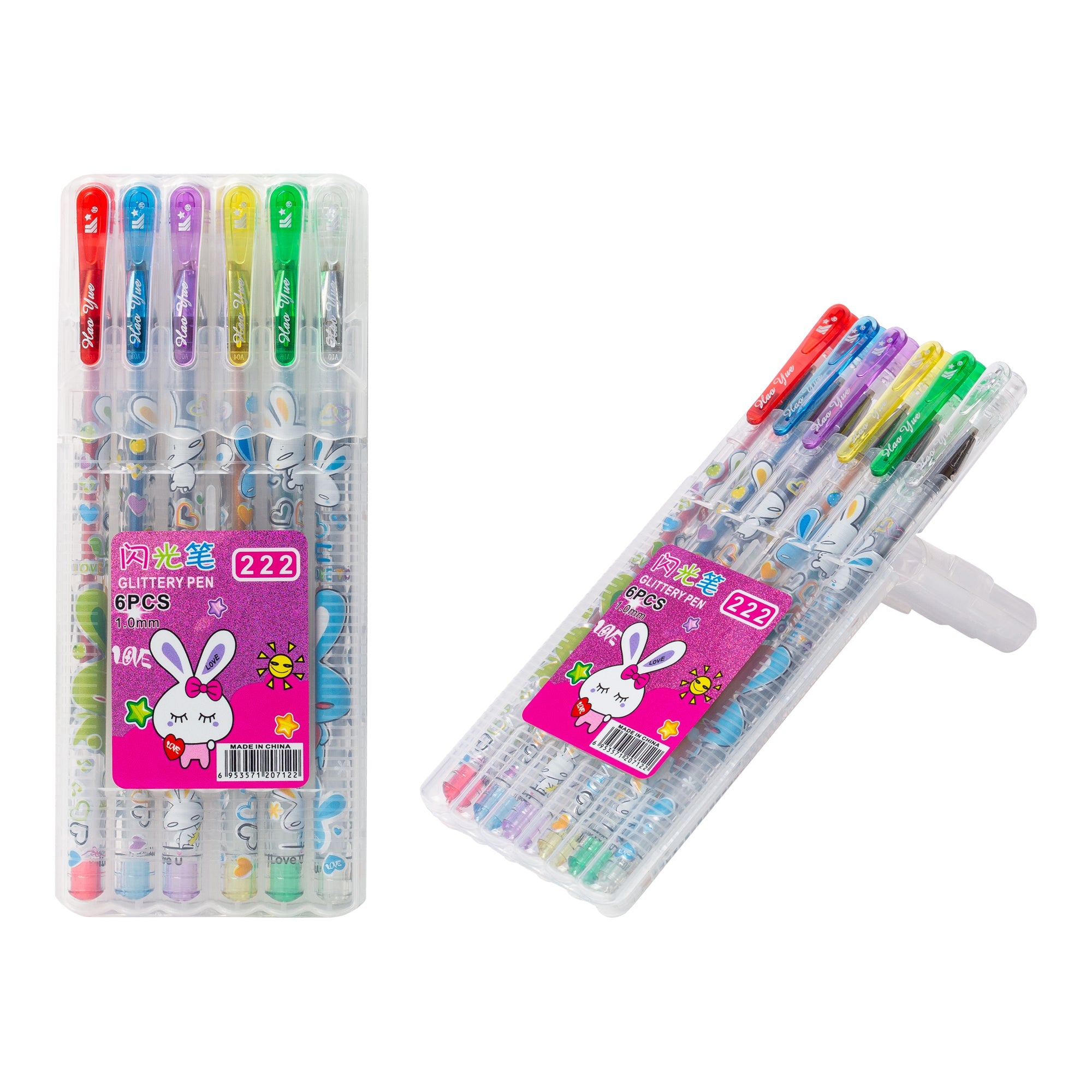 עט נוצץ 6 יחידות בקופסה קשיחה דגם 222-6