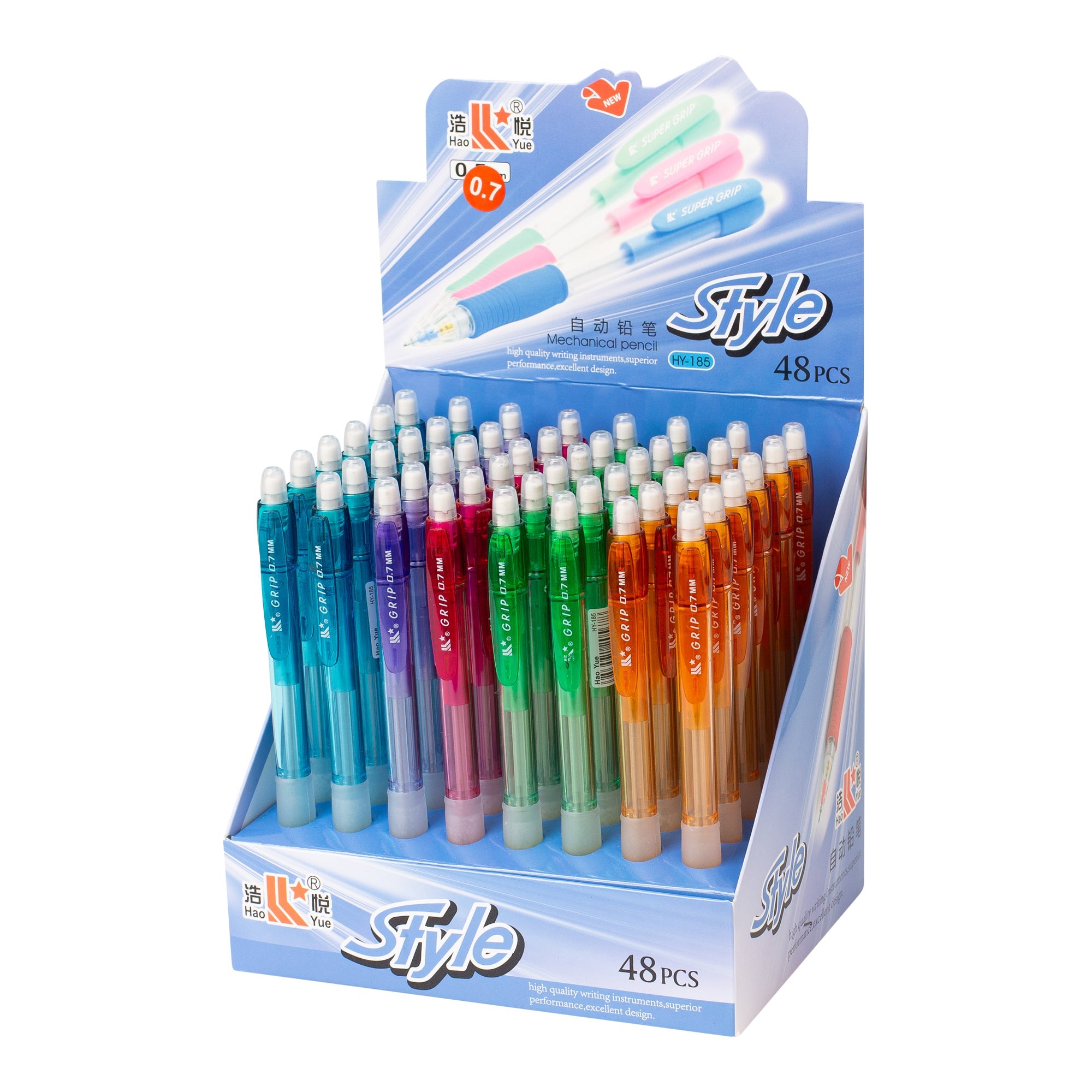עפרון מכני 0.7 עם גריפ דגם HY-185