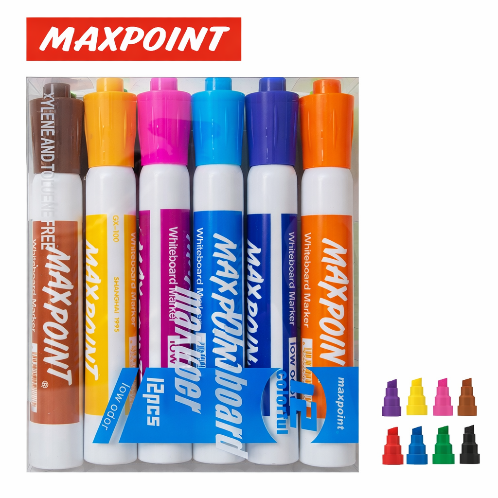 -טוש לוח מחיק 12 יחידות בקופסה MAX POINT
