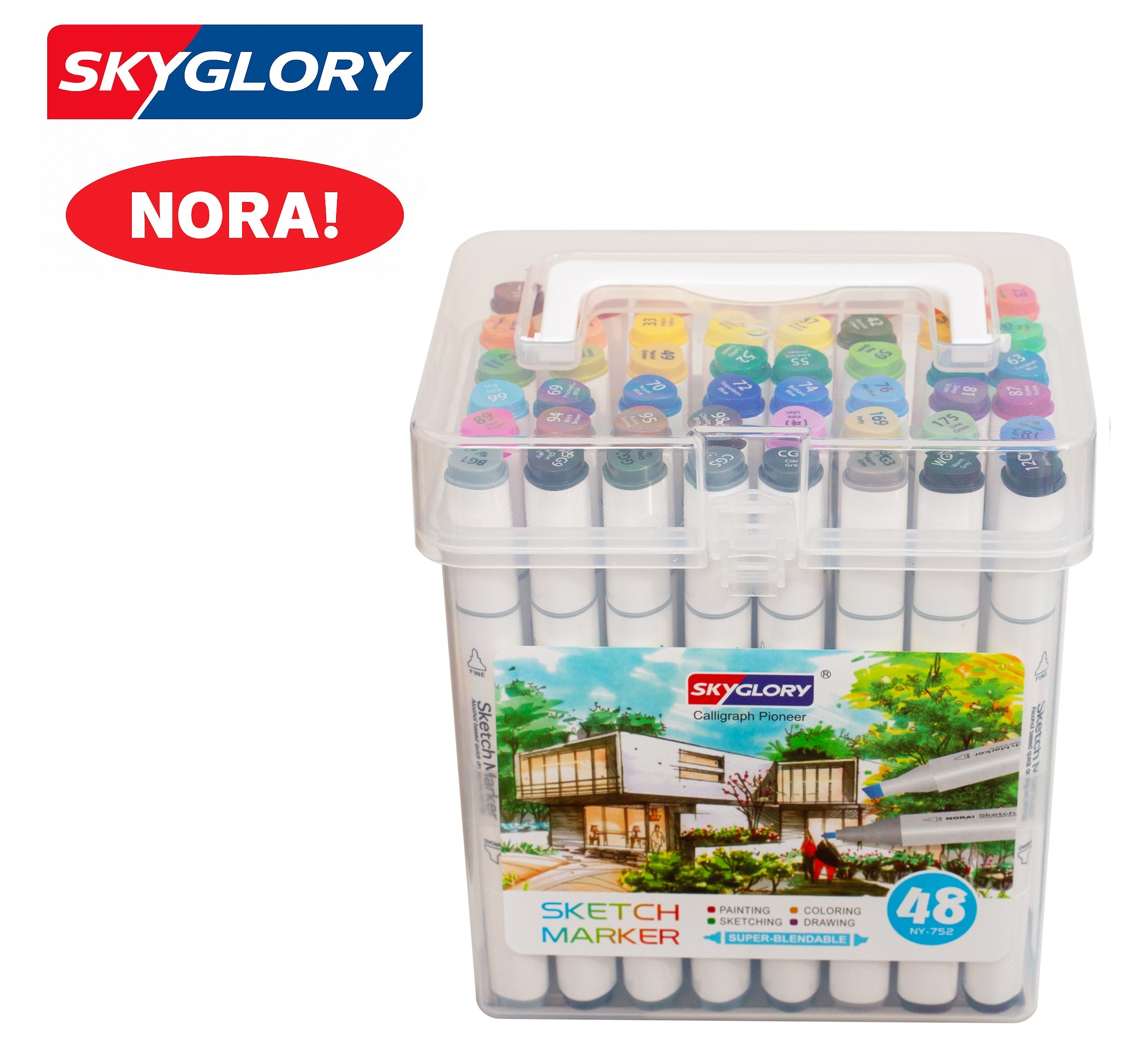 טוש סקיצה SKYGLORY דו צדדי 48 יחידות בדלי דגם SG-752-48PP