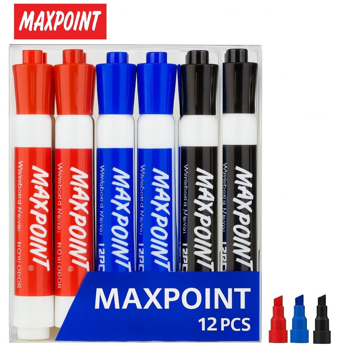 -טוש לוח מחיק 12 יחידות בקופסה MAX POINT