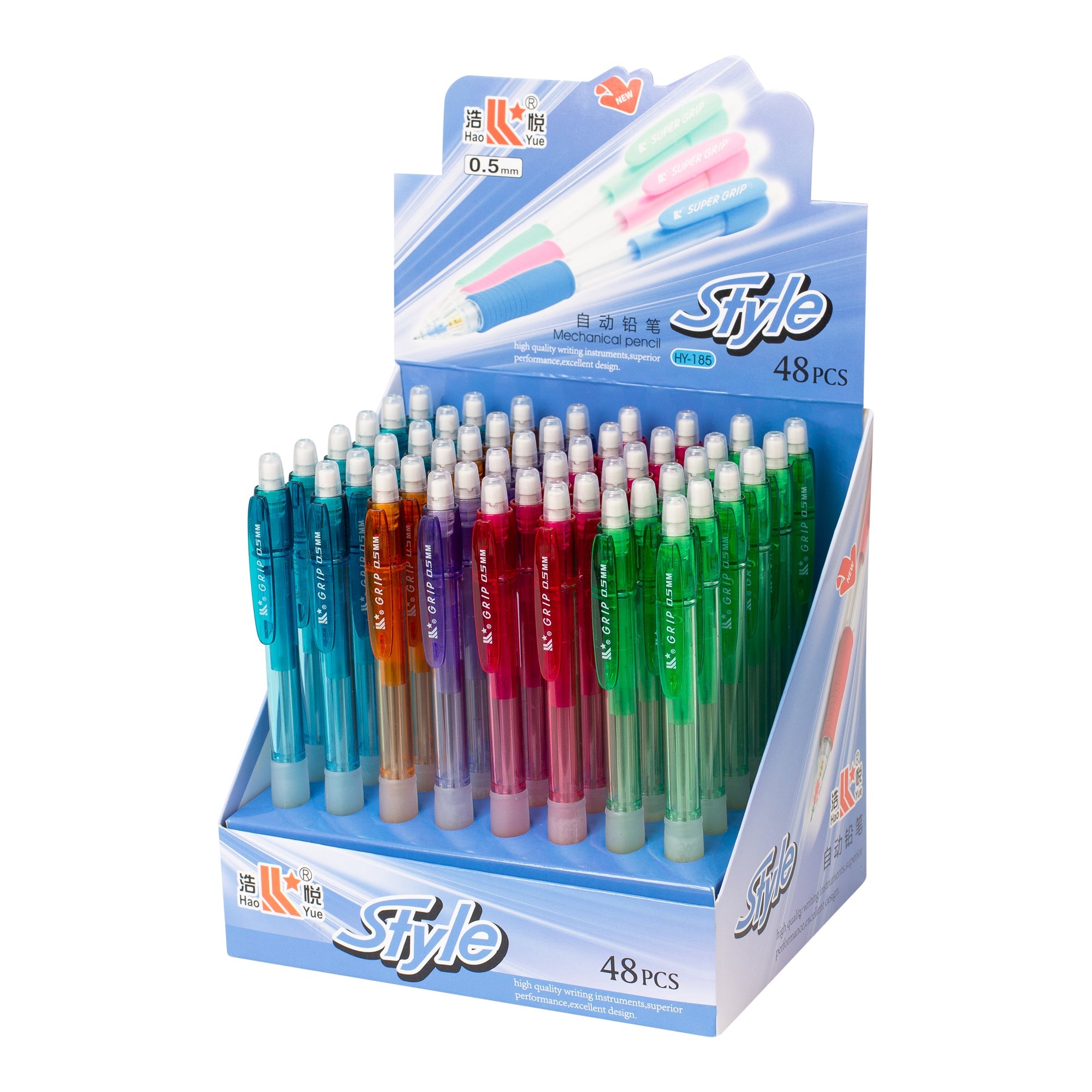 עפרון מכני 0.5 עם גריפ דגם HY-185