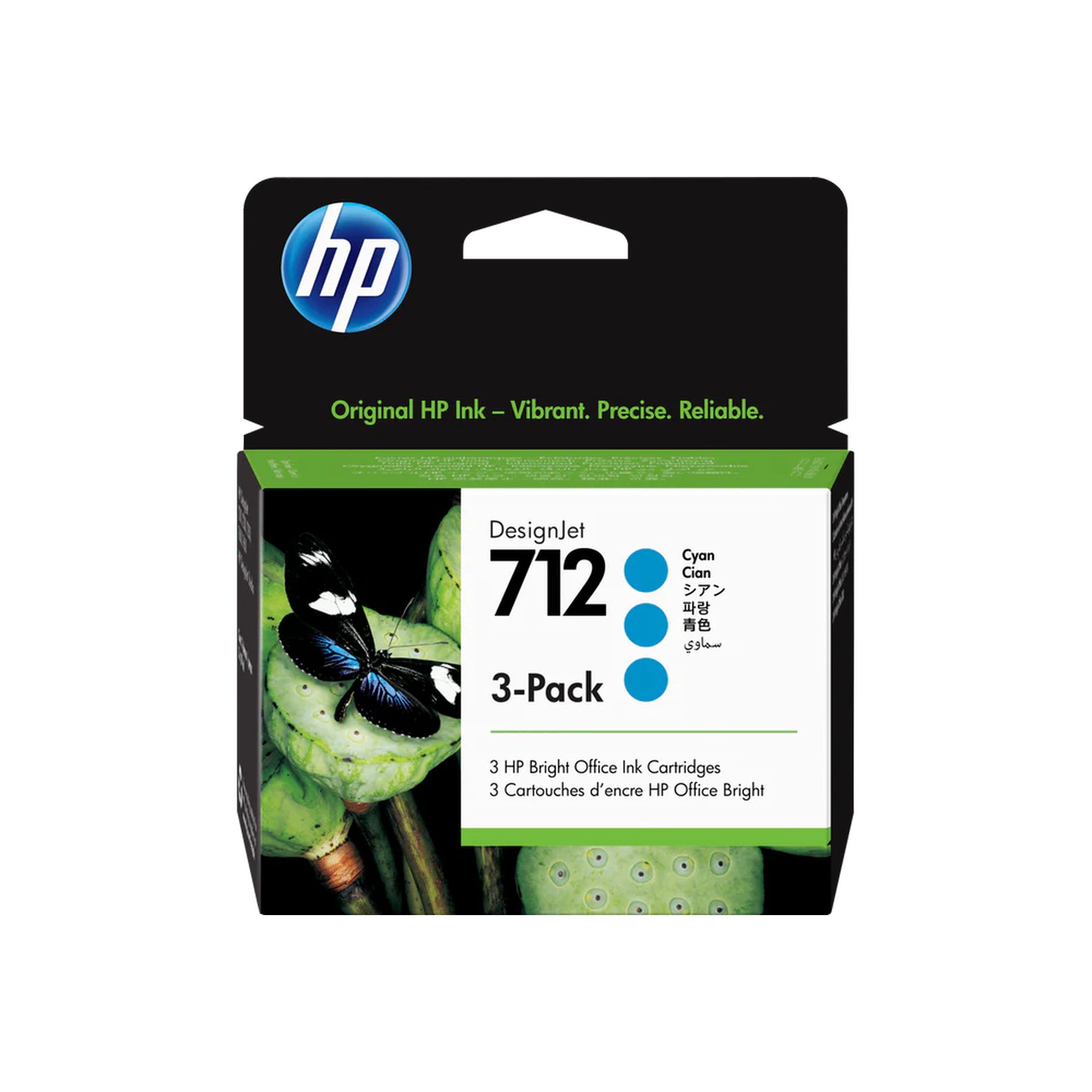 ראש דיו מקורי (אריזה של 3) דגם HP 712 3ED77A 29ml 3PK צבע כחול