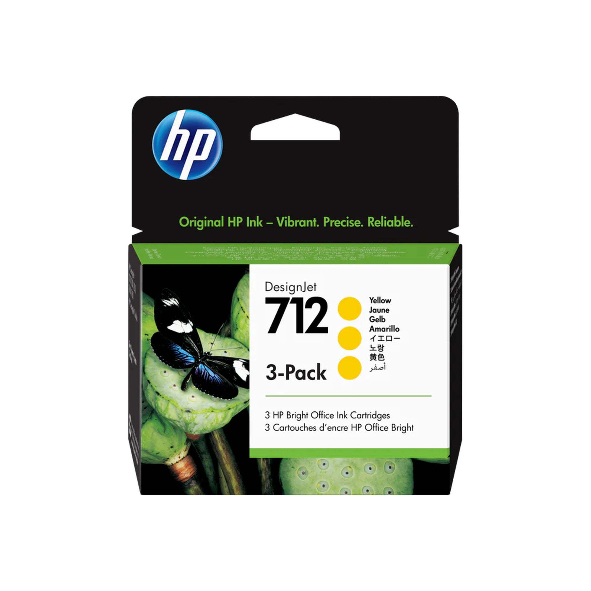 ראש דיו מקורי (אריזה של 3) דגם HP 712 3ED79A 29ml 3PK צבע צהוב