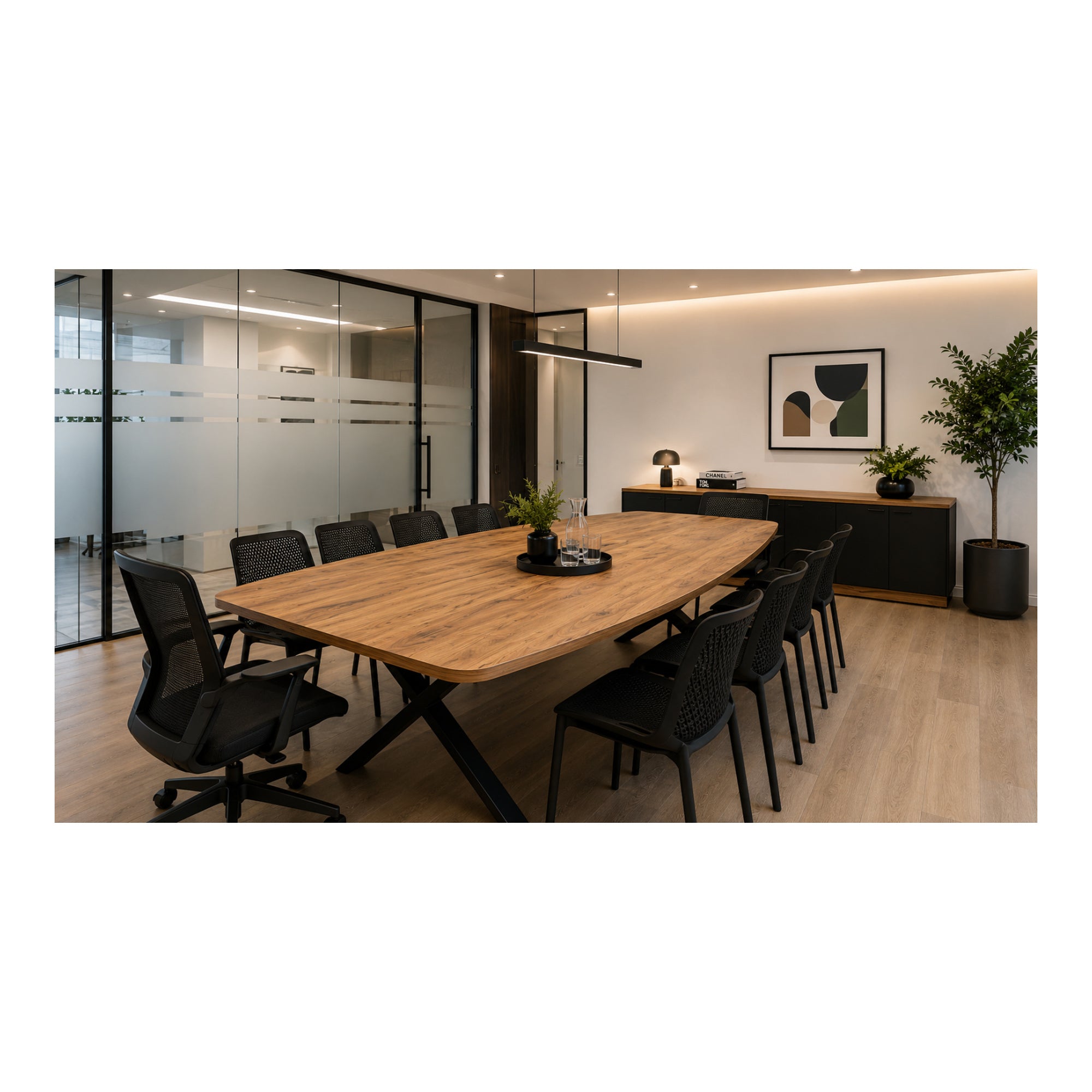 שולחן ישיבות אובלי במידה 240X120 ס"מ צבעים לבחירה רגל מתכת איקס