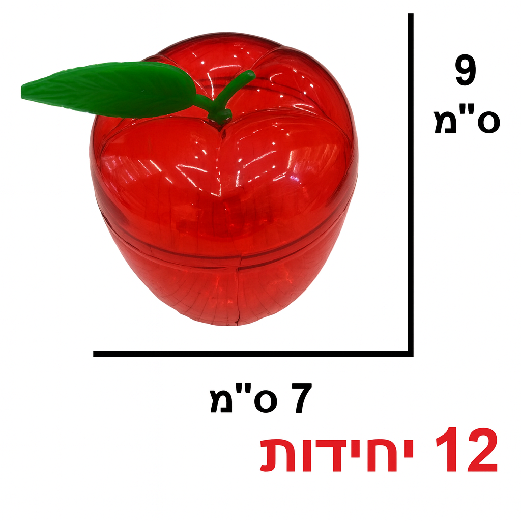 תפוח פלסטיק צבע אדום 12 יחידות דגם AP-76131