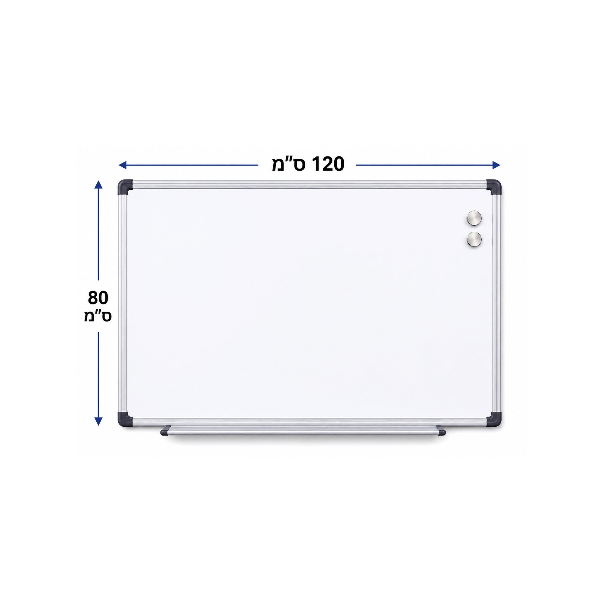 לוח מחיק מגנטי מסגרת אלומיניום עם מדף גודל 80X120