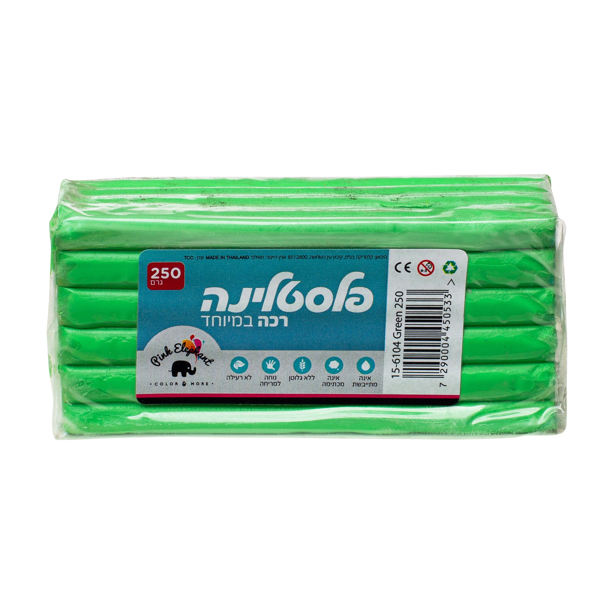 פלסטלינה צבע ירוק בהיר משקל 250 גרם