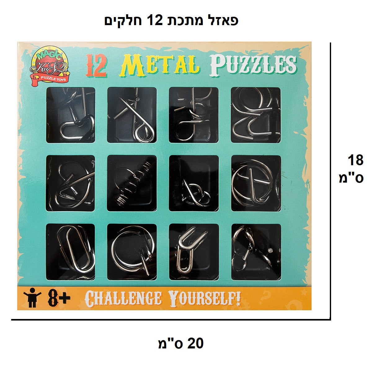 פאזל מתכת בקופסת דיספלאי 12 חלקים דגם WPS577695