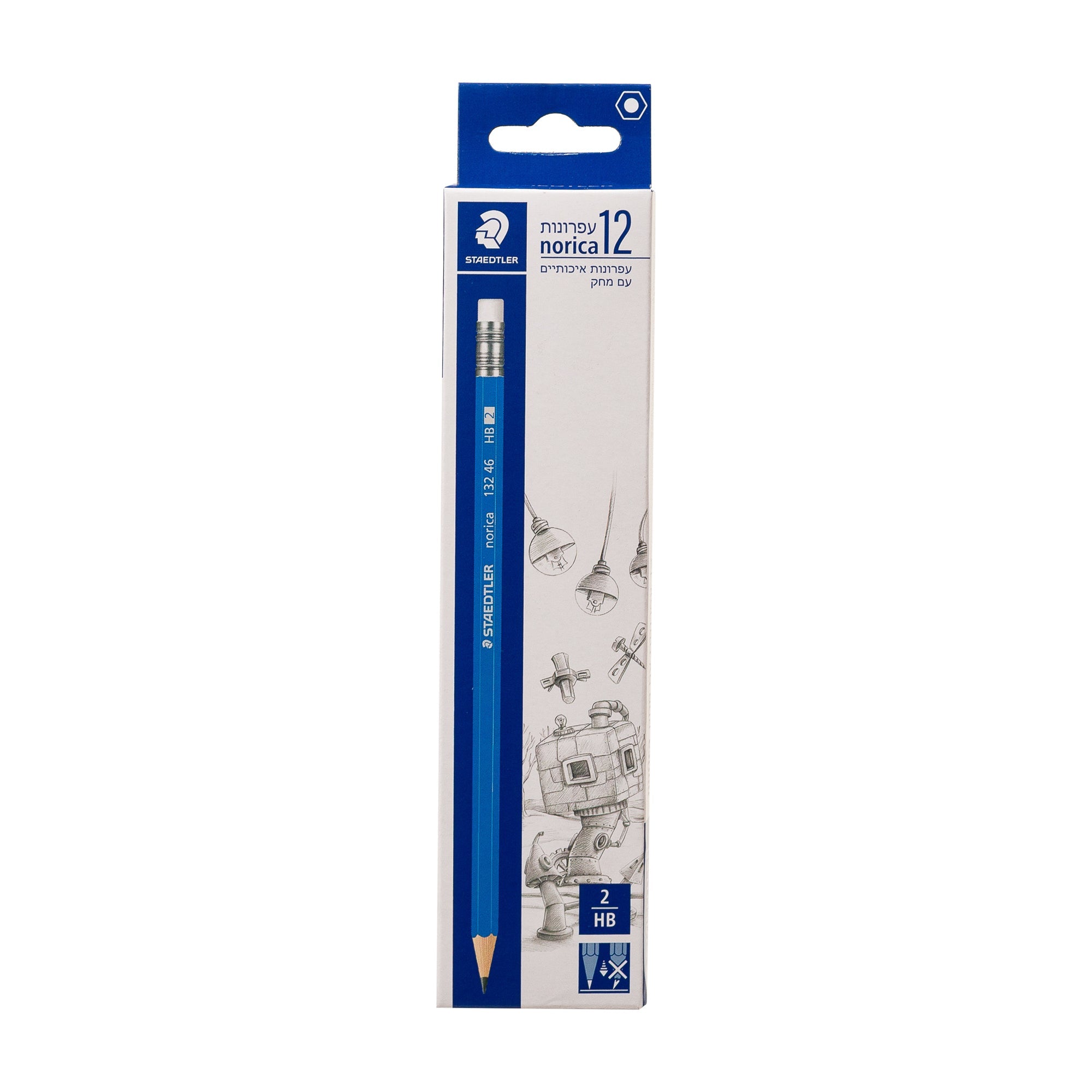 עפרון HB מחודד+מחק 12 יחידות בקופסה STAEDTLER NORICA