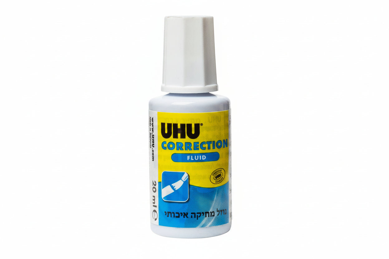 נוזל מחיקה לבן ראש מברשת בקבוק 20 מ"ל UHU