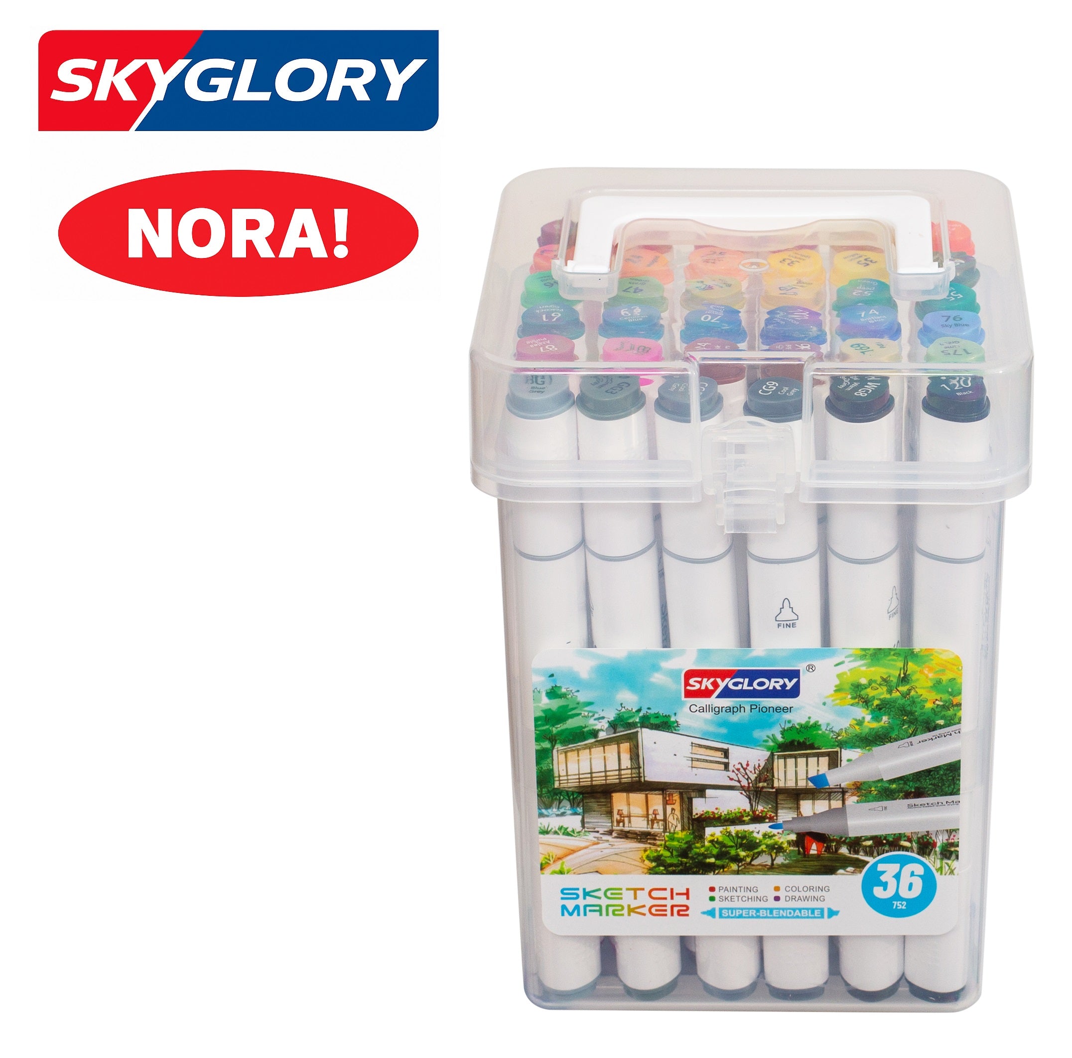 טוש סקיצה SKYGLORY דו צדדי 36 יחידות בדלי דגם SG-752-36PP