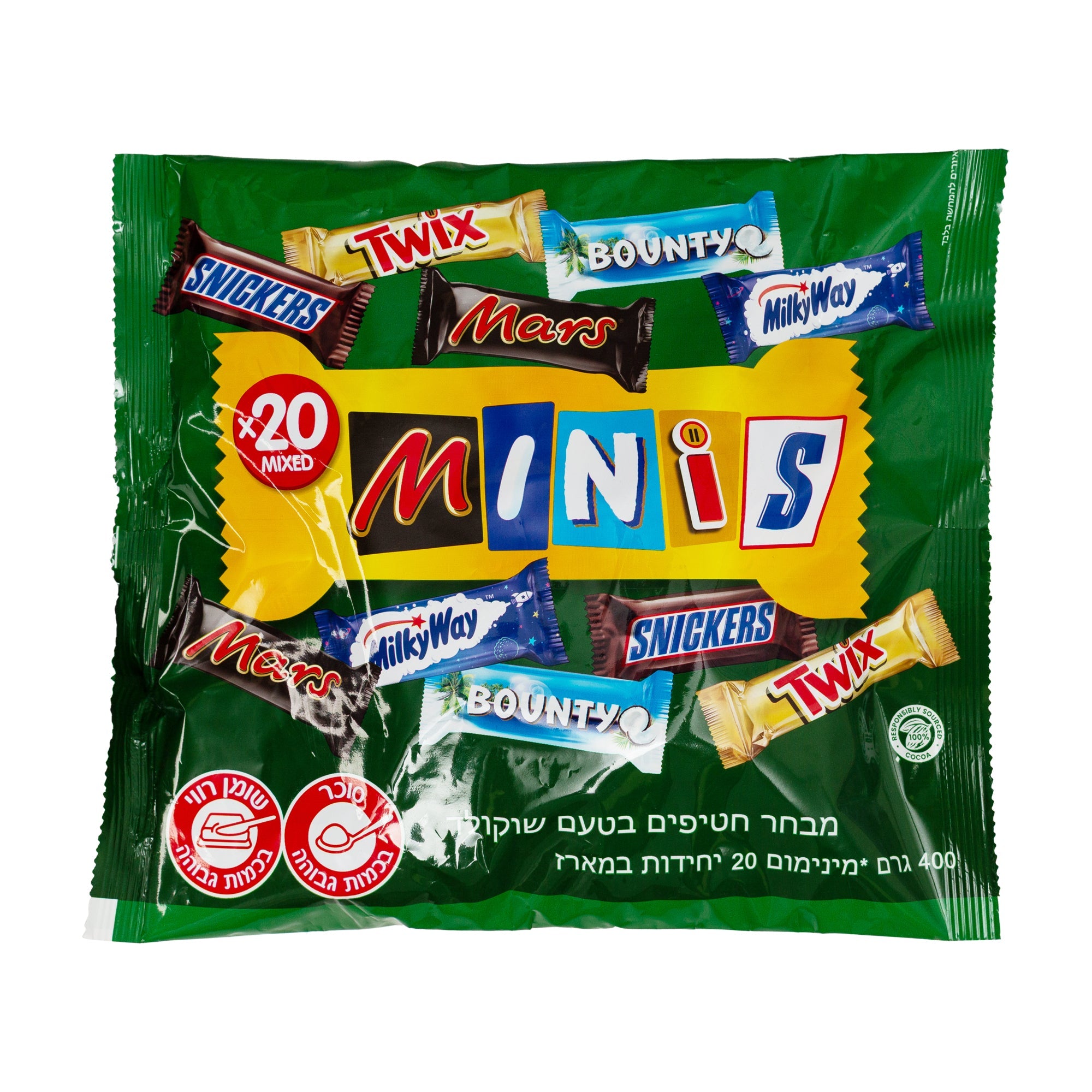 חטיפי שוקולד מיני מיקס משקל 400 גרם