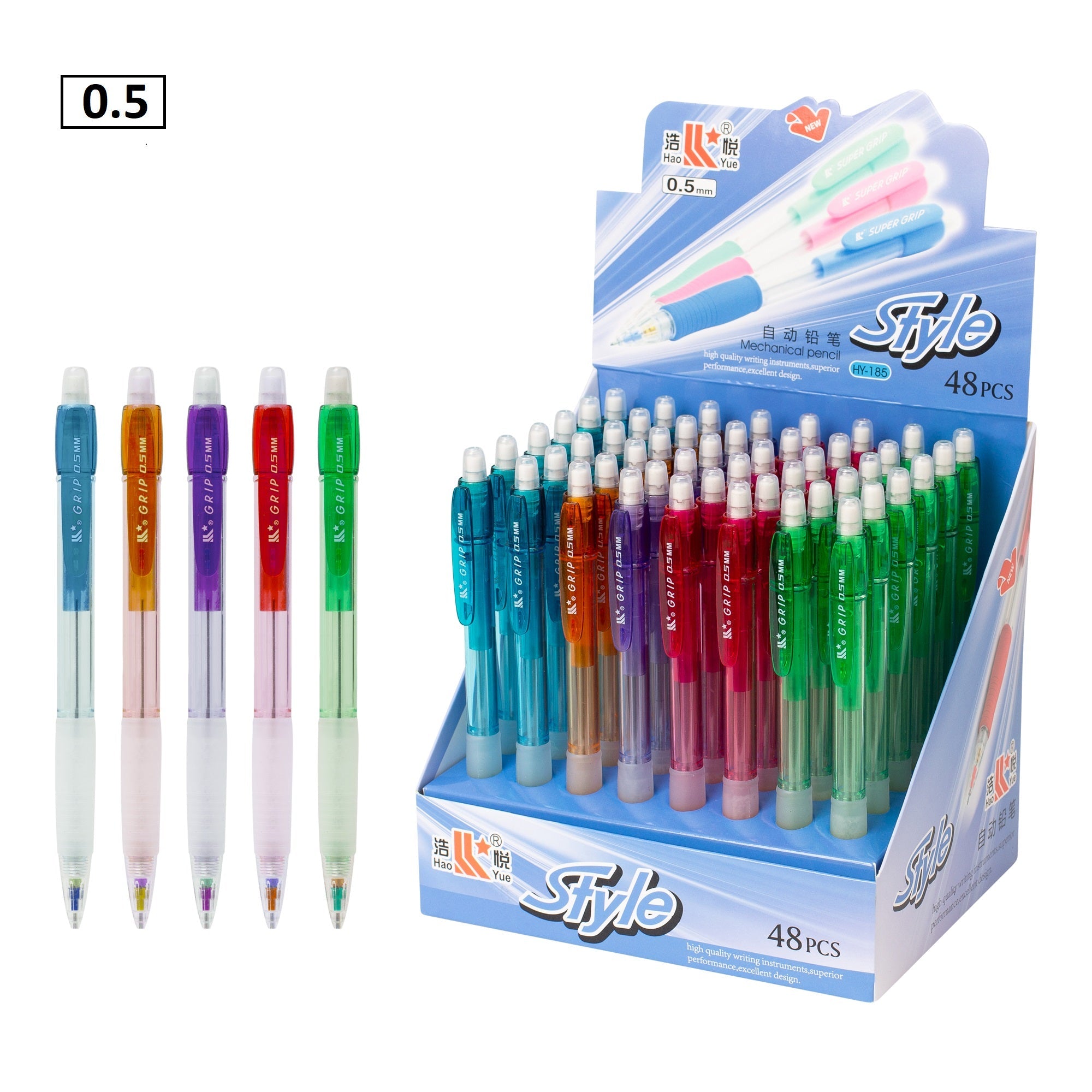 עפרון מכני 0.5 עם גריפ  דגם HY-185