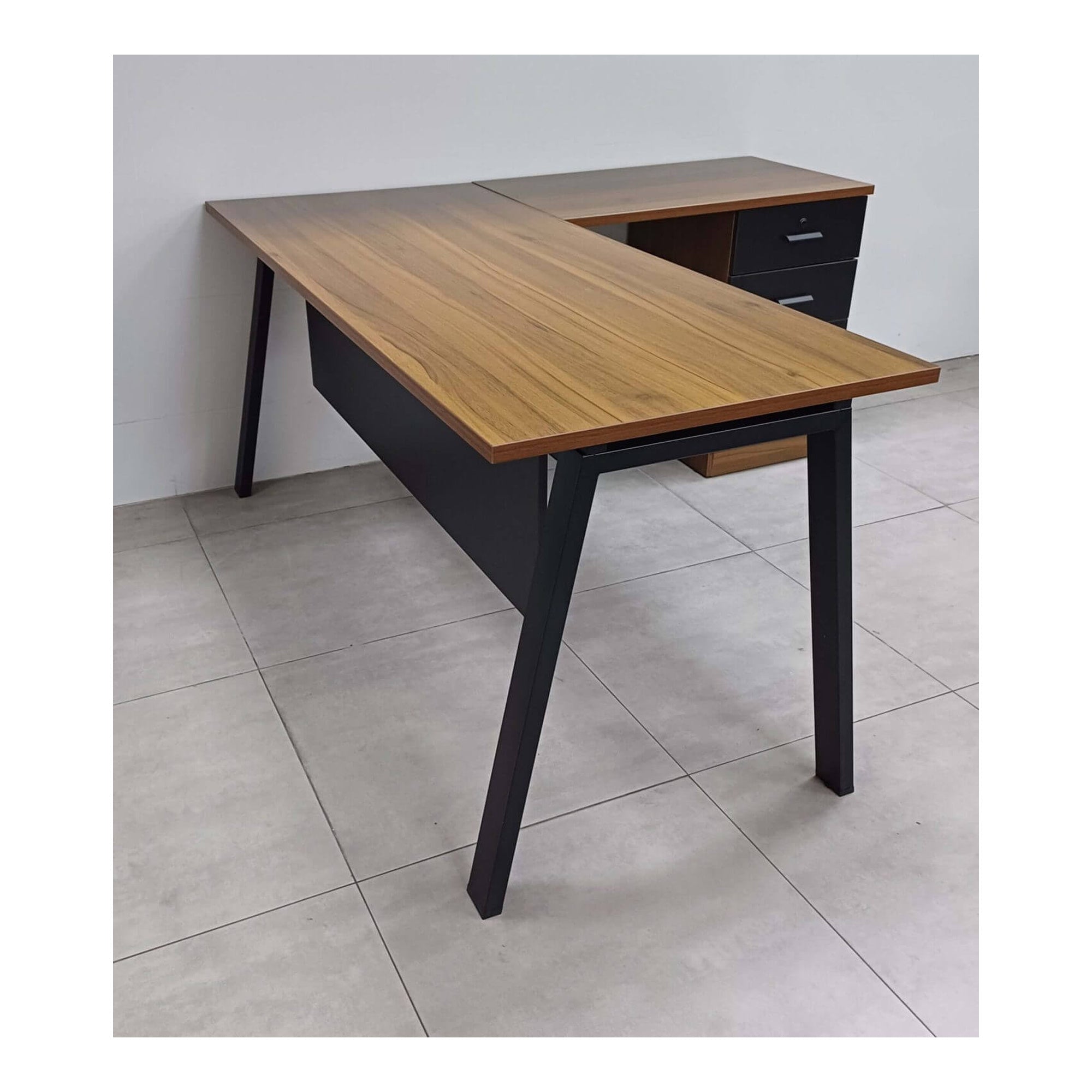 שולחן דגם לוטוס במידה 160X70X160X50 ס"מ צבע אגוז בשילוב שחור