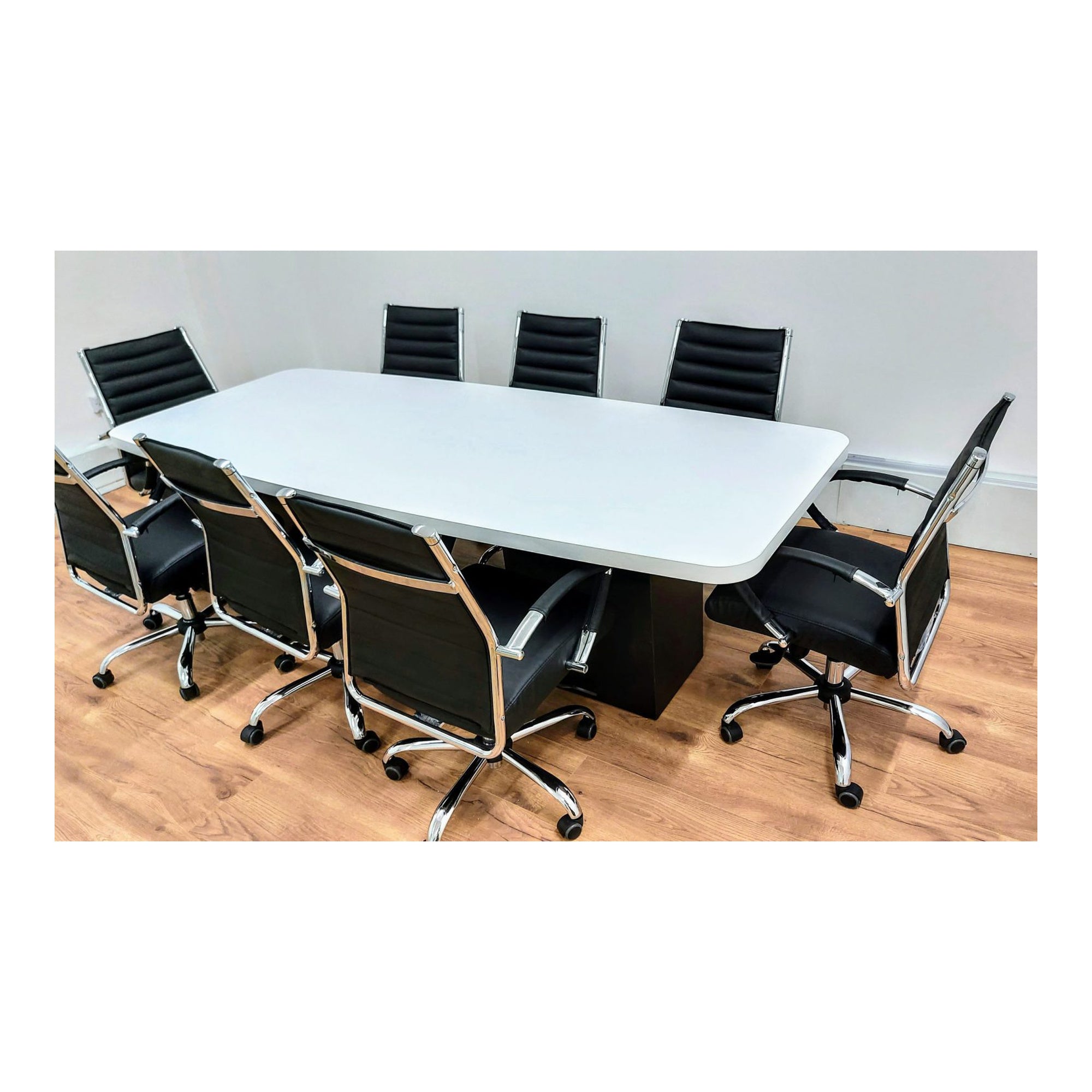 שולחן ישיבות אובלי במידה 240X120 ס"מ קנט מעובה רגלי קופסא