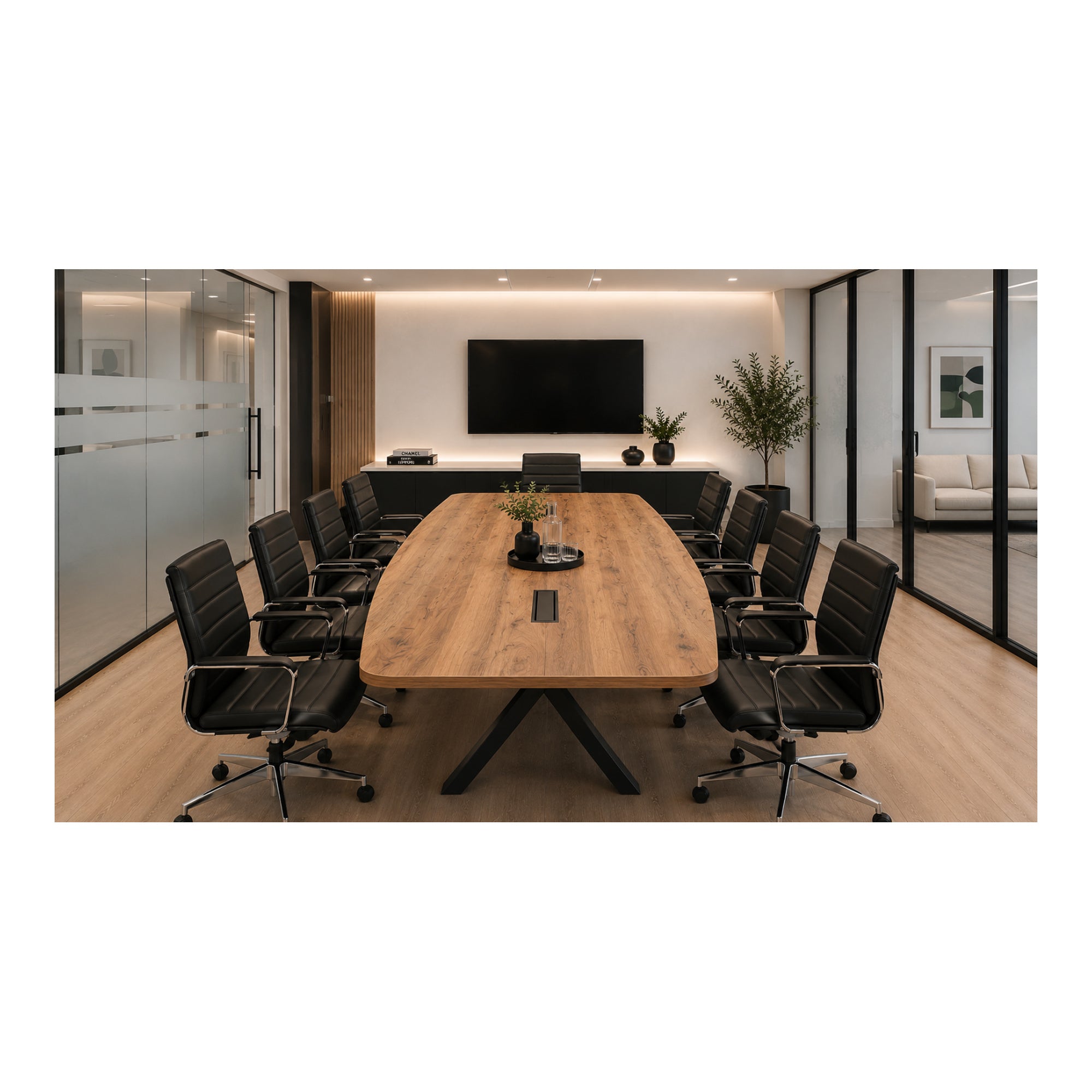 שולחן ישיבות אובלי במידה 240X120 ס"מ צבעים לבחירה רגל מתכת איקס
