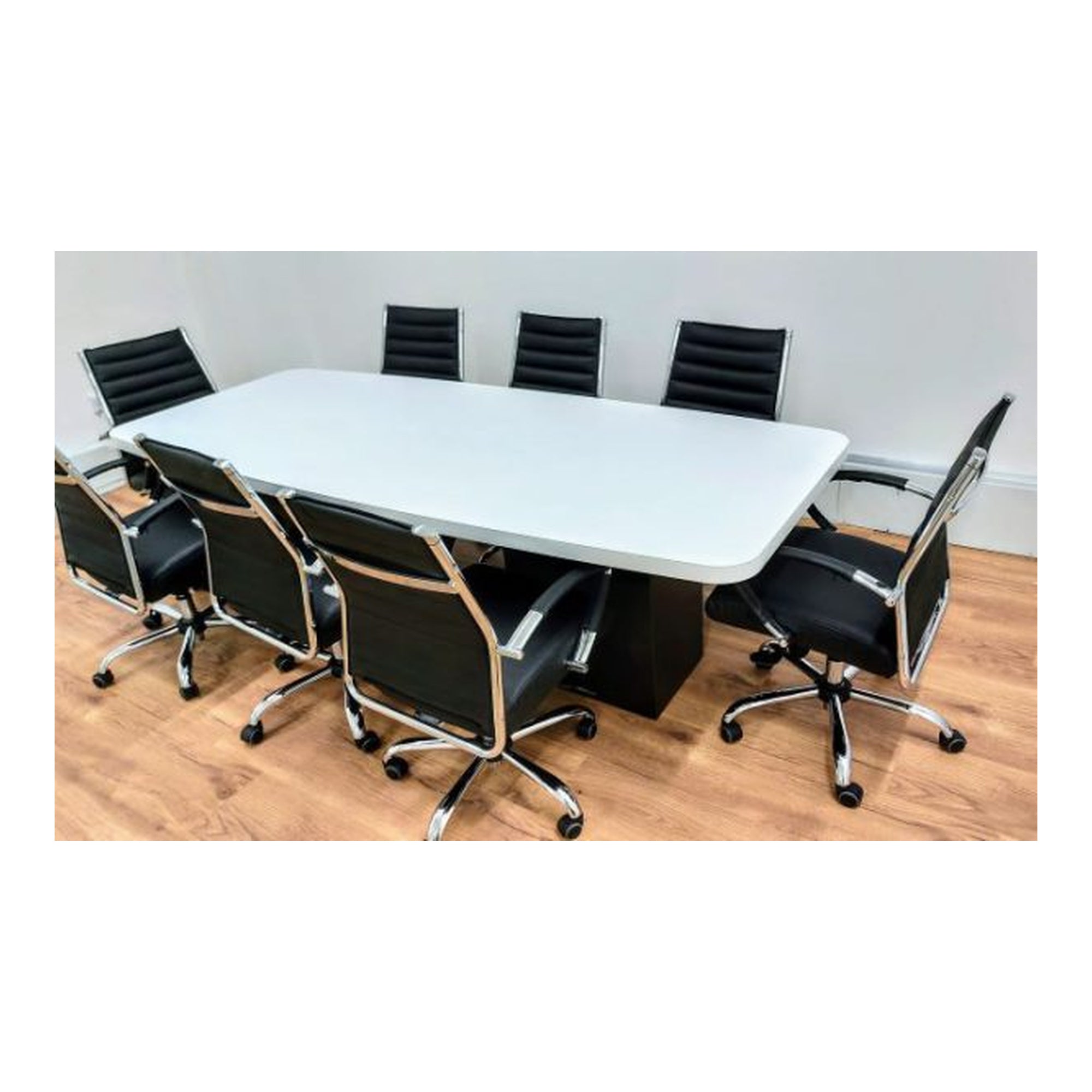 שולחן ישיבות אובלי קנט מעובה במידה 240X120 ס"מ רגלי קופסא