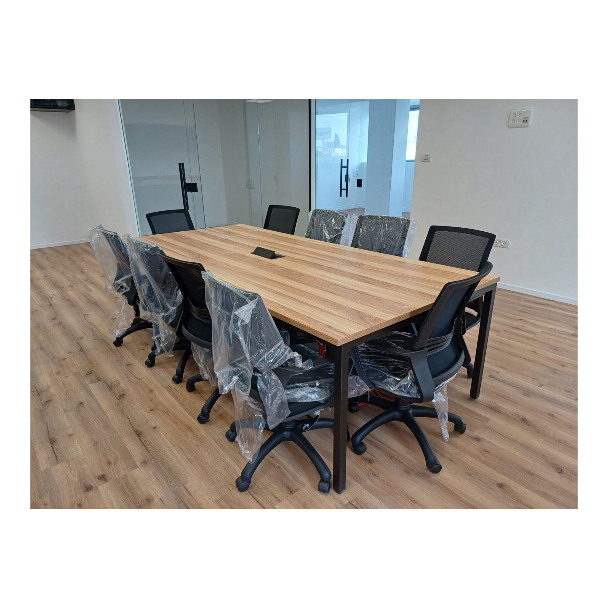 שולחן ישיבות דגם פאנטום במידה 240X120 ס"מ כולל ארון תקשורת