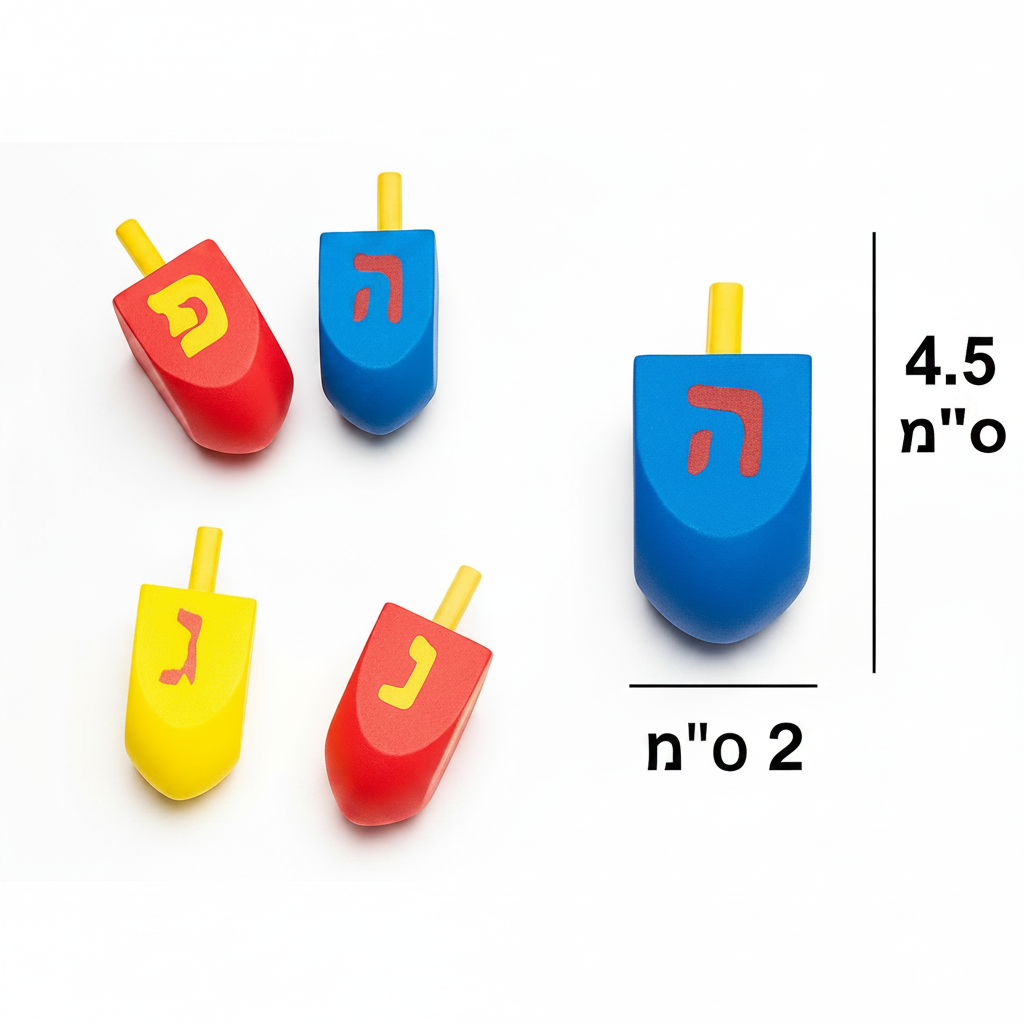 סביבון עץ צבעוני - נס גדול היה פה גודל 2X2X3 ס"מ דגם CPT223